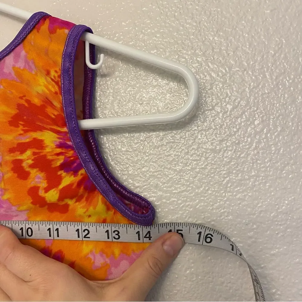 GK gymnastics practice tank sleeveless leotard orange rainbow firework MA adult